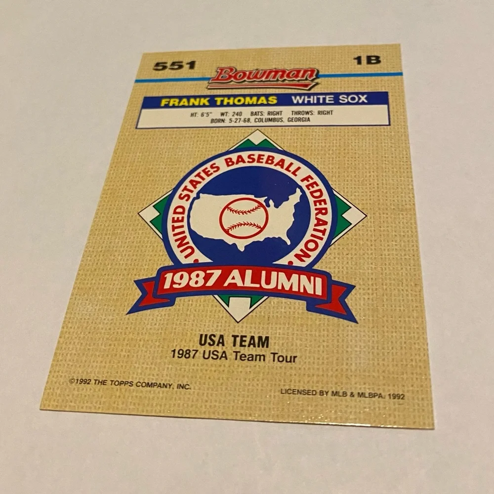 Frank Thomas 1992 Bowman baseball card  Gold Foil* vintage collectible
